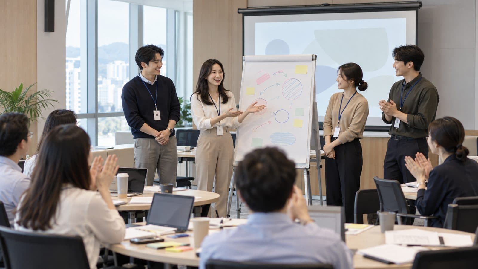 팀워크 강화 프로젝트 교육 장면